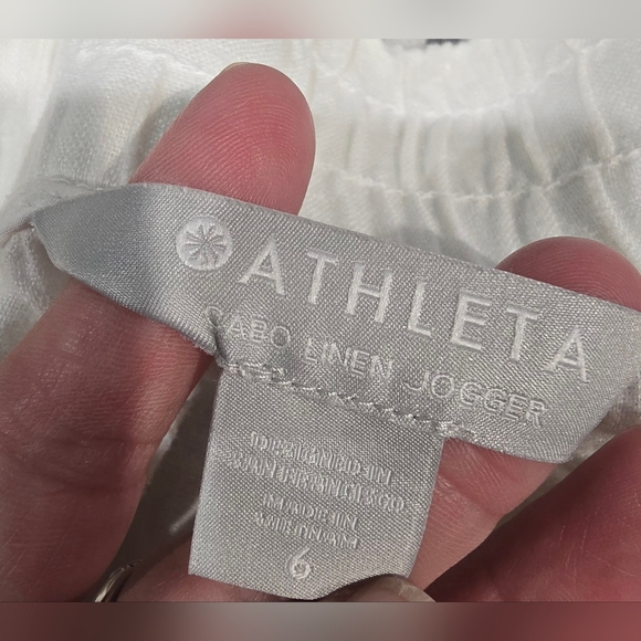 Athleta Cabo Linen Joggers In White Size 6 - Picture 6 of 7